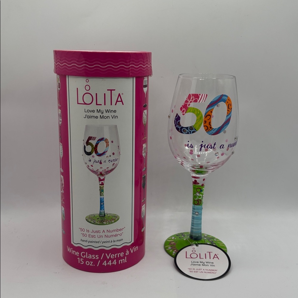 Lolita Green and Blue Wine Glass 50 Is Just A Number